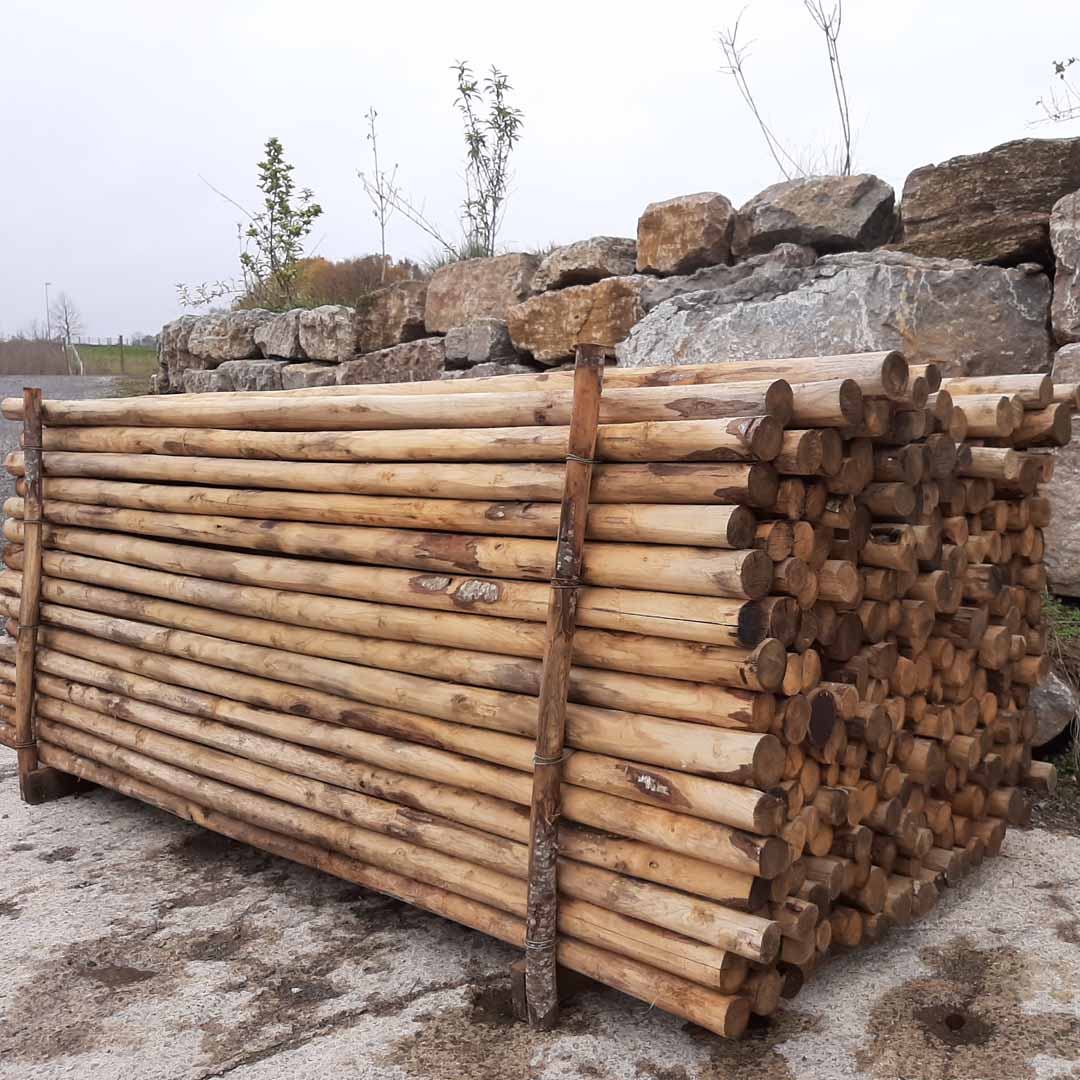 Holzstangen rund | Naturholzstangen aus Kastanienholz | Rundholzstange